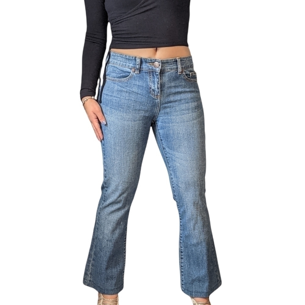 Cache premium Mid rise flare jeans size 6